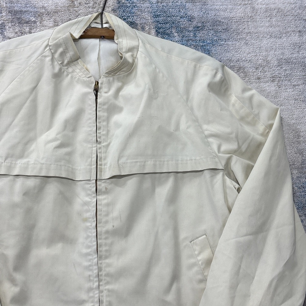 Vintage 1970s Harbor Master Mens 40R Ivory Jacket Retro Golf Distressed 70s